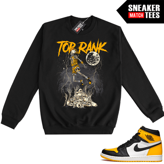 Jordan 1 Taxi Sneaker Match Crewneck Sweatshirt Black Top Rank MJ Undead