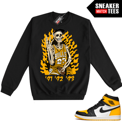 Jordan 1 Taxi Sneaker Match Crewneck Sweatshirt Black World Champs