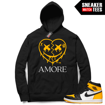 Jordan 1 Taxi Sneaker Match Hoodie Black AMORE Crazy Love Heart