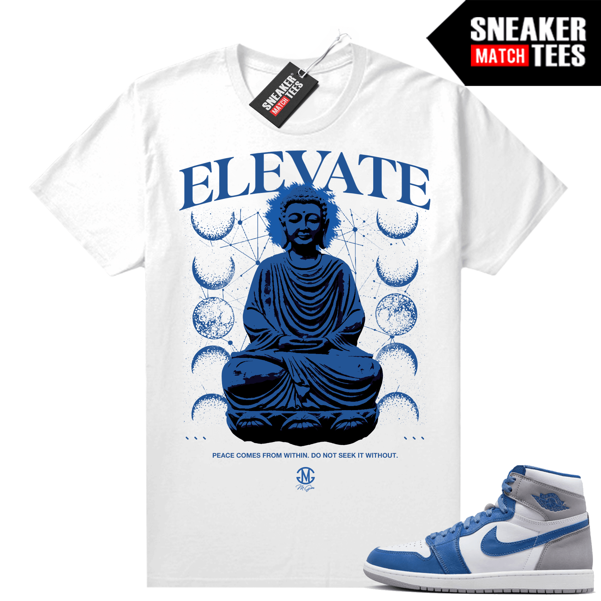 Jordan 1 True Blue shirts Sneaker Match White Gior Elevate