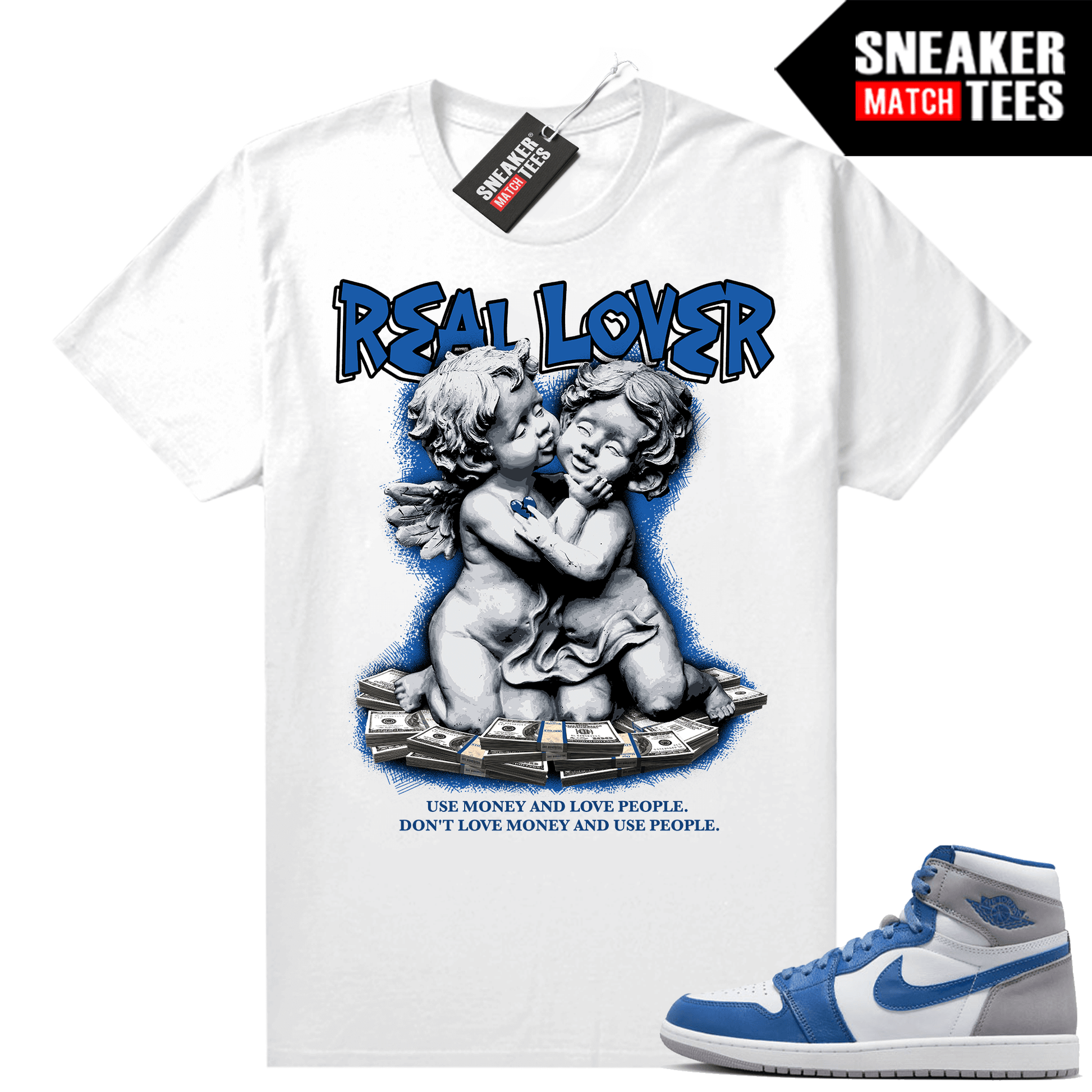 Jordan 1 True Blue shirts Sneaker Match White Real Lover