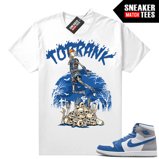 Jordan 1 True Blue shirts Sneaker Match White Toprank MJ Skeletor Dunk