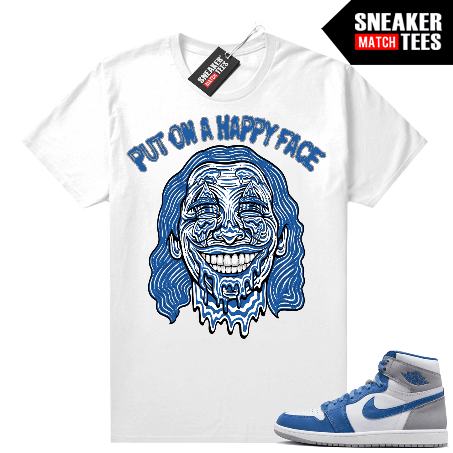 Jordan 1 True Blue shirts Sneaker Match White Trippy Joker