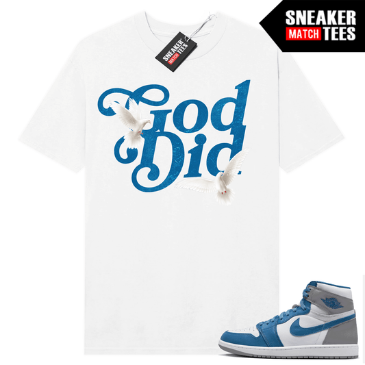 Jordan 1 True Blue t-shirt Sneaker Match White God Did Doves