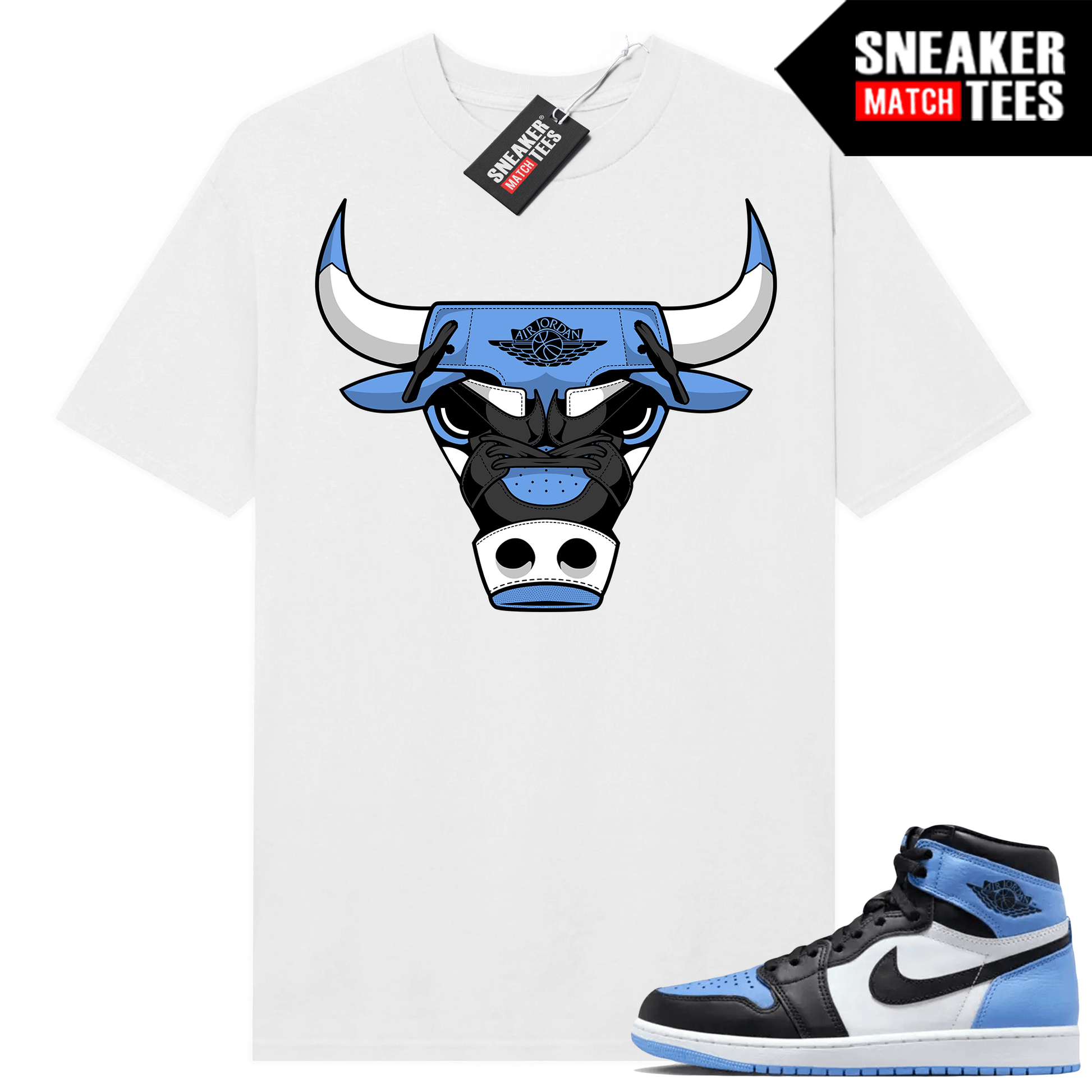 Jordan 1 UNC Toe Sneaker Match Shirt White Rare Air Bull