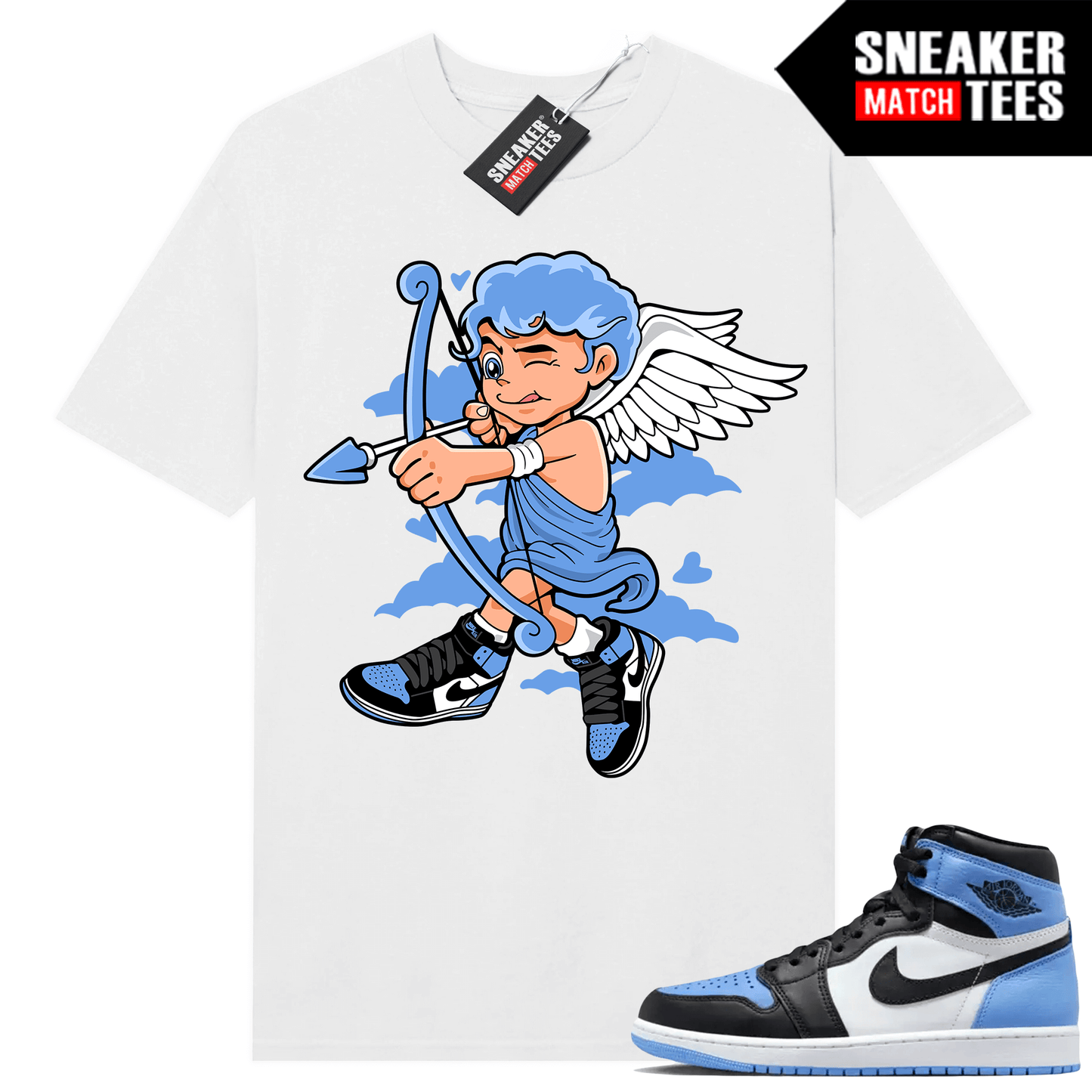 Jordan 1 UNC Toe Sneaker Match Shirt White Sneakerhead Cupid