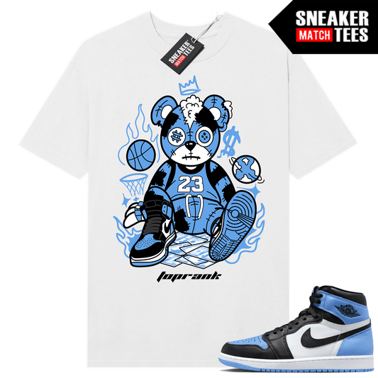 Jordan 1 UNC Toe Sneaker Match Shirt White Toprank Baller Bear