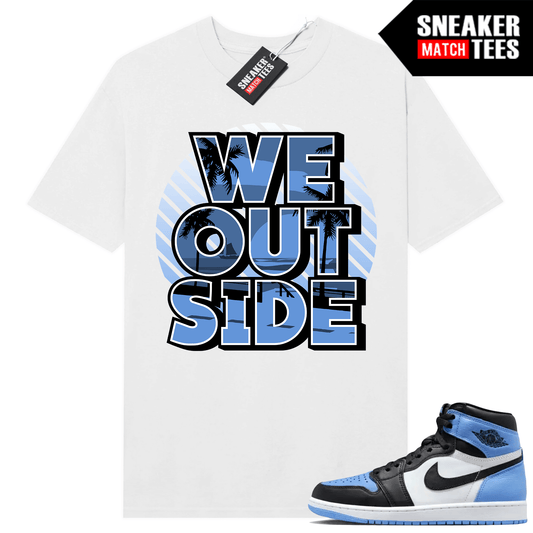 Jordan 1 UNC Toe Sneaker Match Shirt White We Outside