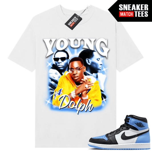 Jordan 1 UNC Toe Sneaker Match Shirt White Young Dolph Airbrush