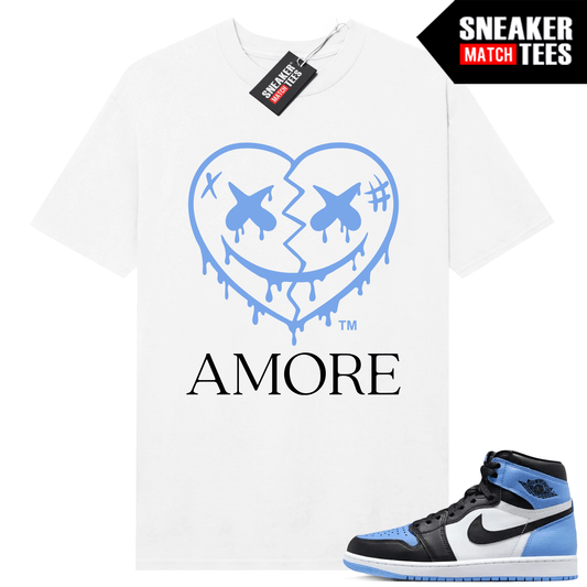 Jordan 1 UNC Toe Sneaker Match T-shirt White AMORE Crazy Love Heart