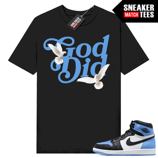 Jordan 1 UNC Toe T-shirt Sneaker Match Black God Did Doves