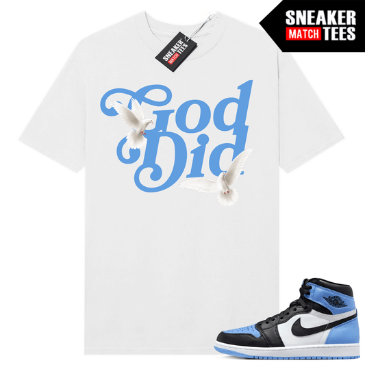 Jordan 1 UNC Toe T-shirt Sneaker Match White God Did Doves