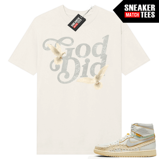 Jordan 1 UNION LA Befies Beauty Supply T-shirt Sneaker Match Sail God Did Doves