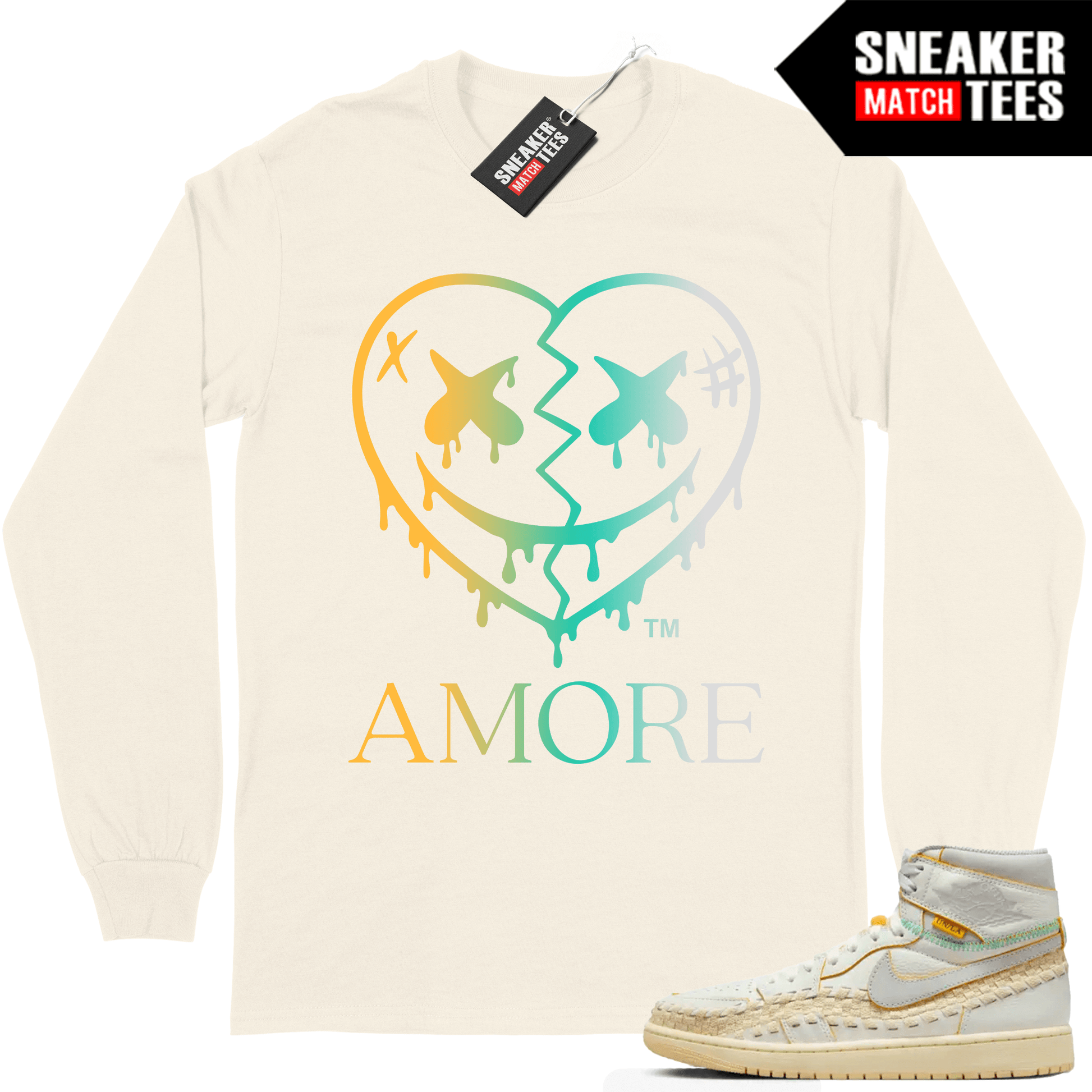 Jordan 1 UNION LA Bephies Long Sleeve shirt Sneaker Match Sail AMORE Crazy Love Heart V2