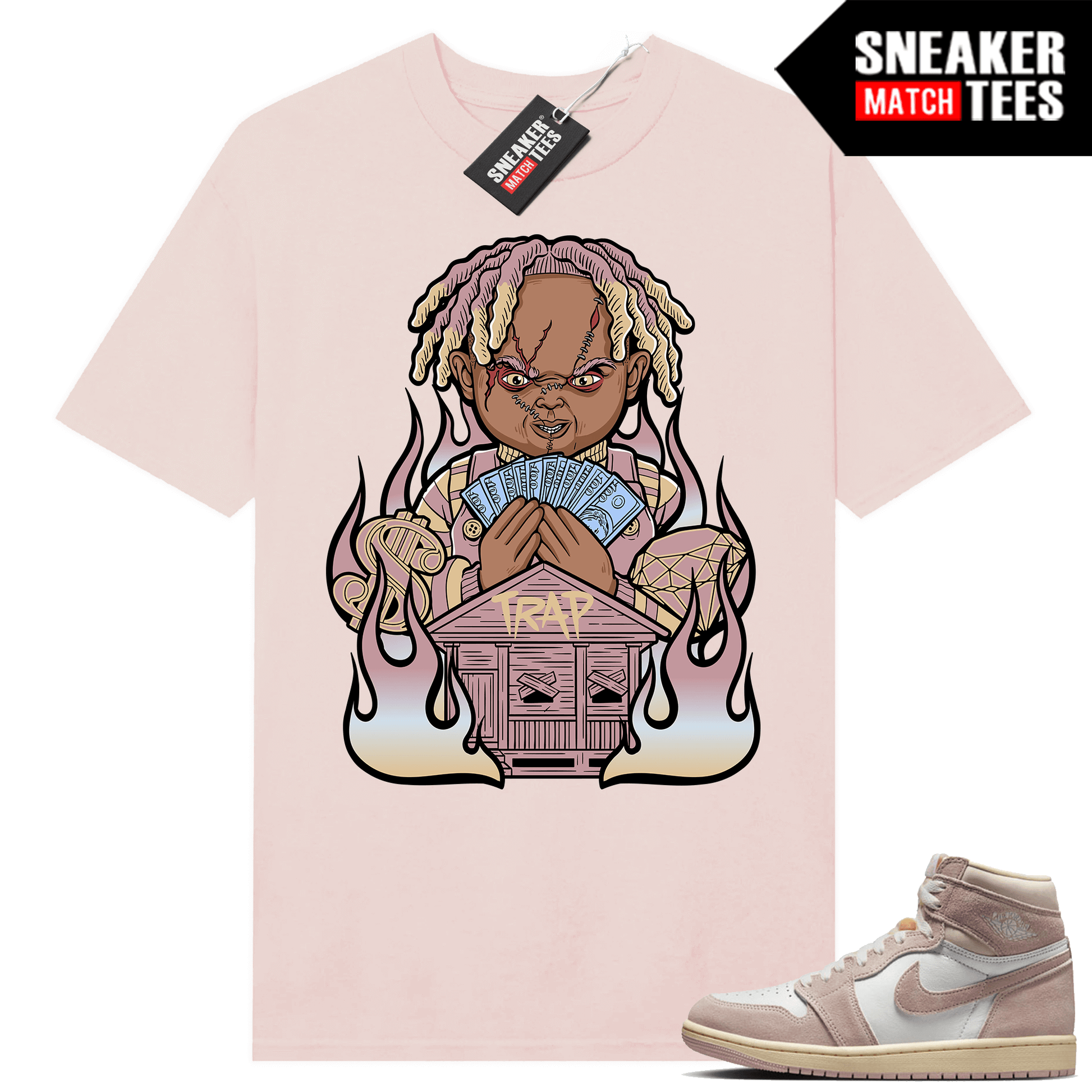 Jordan 1 Washed Pink shirts Sneaker Match Light Pink Trap Chucky