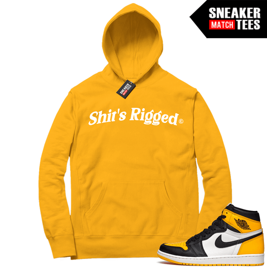 Shits Rigged Yellow Gold Hoodie matching Taxi 1s