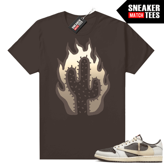 Travis Scott Jordan 1 Low Reverse Mocha Shirts Sneaker Match Brown Cactus Flame