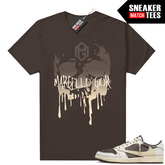 Travis Scott Jordan 1 Low Reverse Mocha Shirts Sneaker Match Brown Marcello Gior Skull Drip