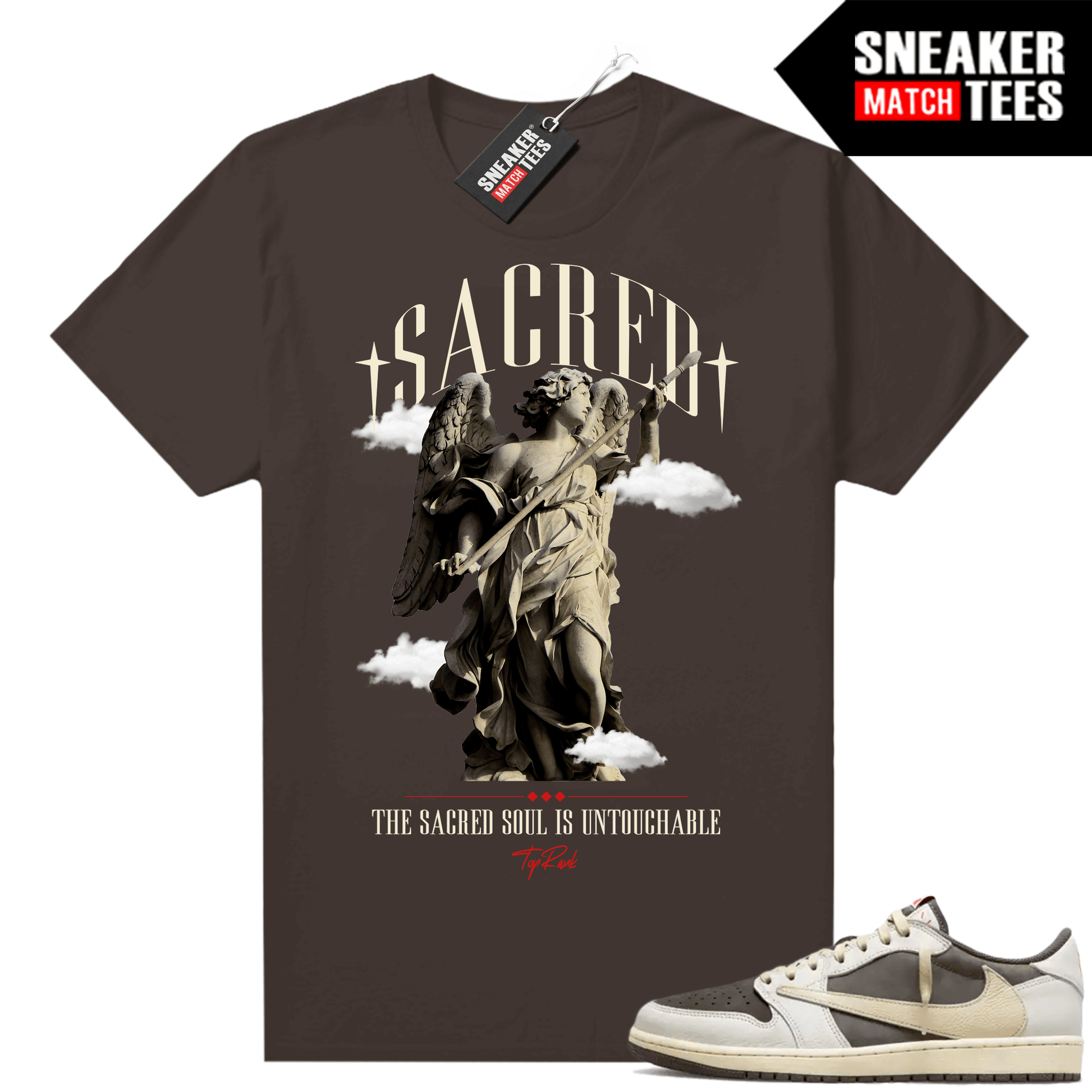 Travis Scott Jordan 1 Low Reverse Mocha Shirts Sneaker Match Brown TopRank Untouchable