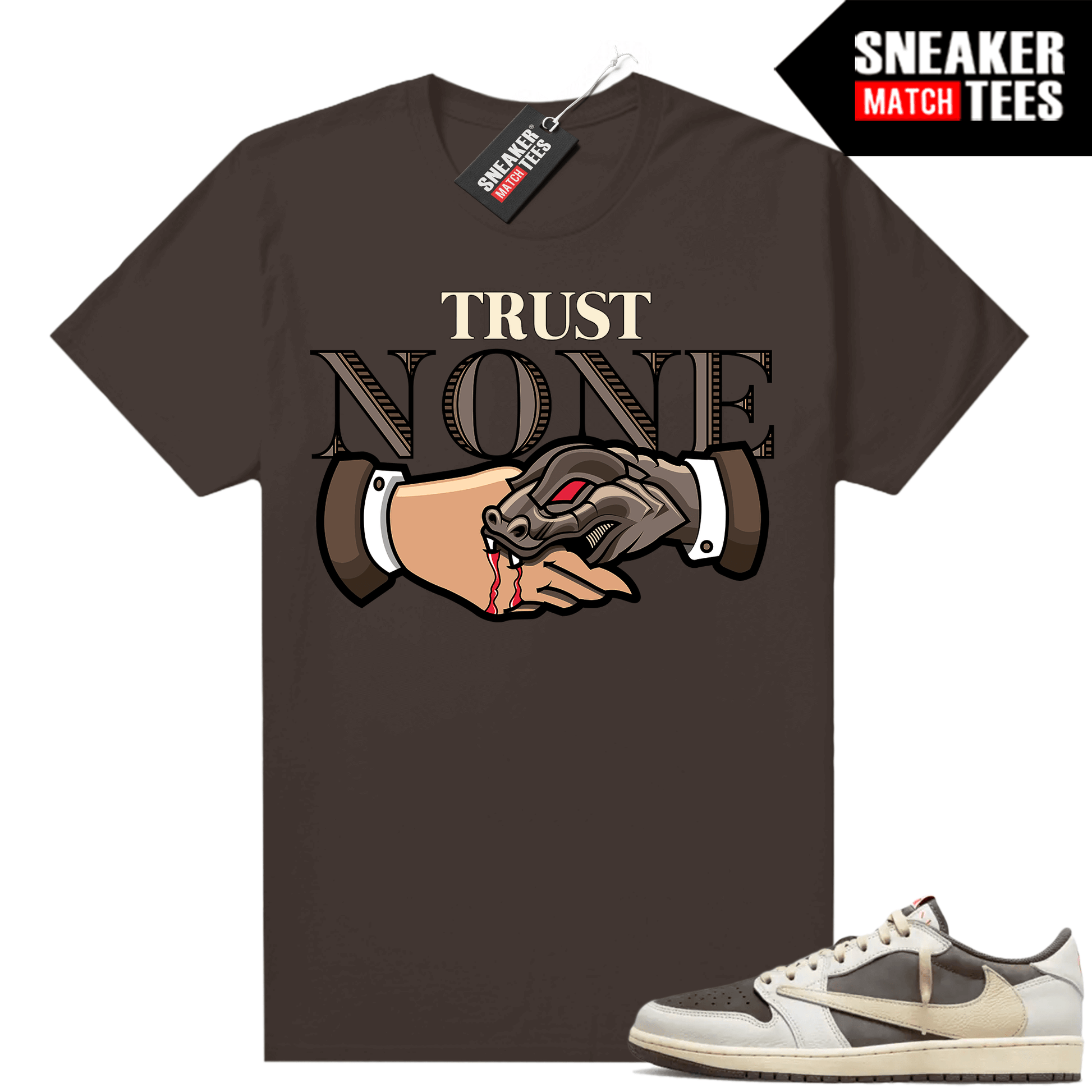 Travis Scott Jordan 1 Low Reverse Mocha Shirts Sneaker Match Brown Trust None