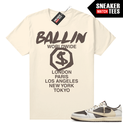 Travis Scott Jordan 1 Low Reverse Mocha Shirts Sneaker Match Sail Ballin Worldwide