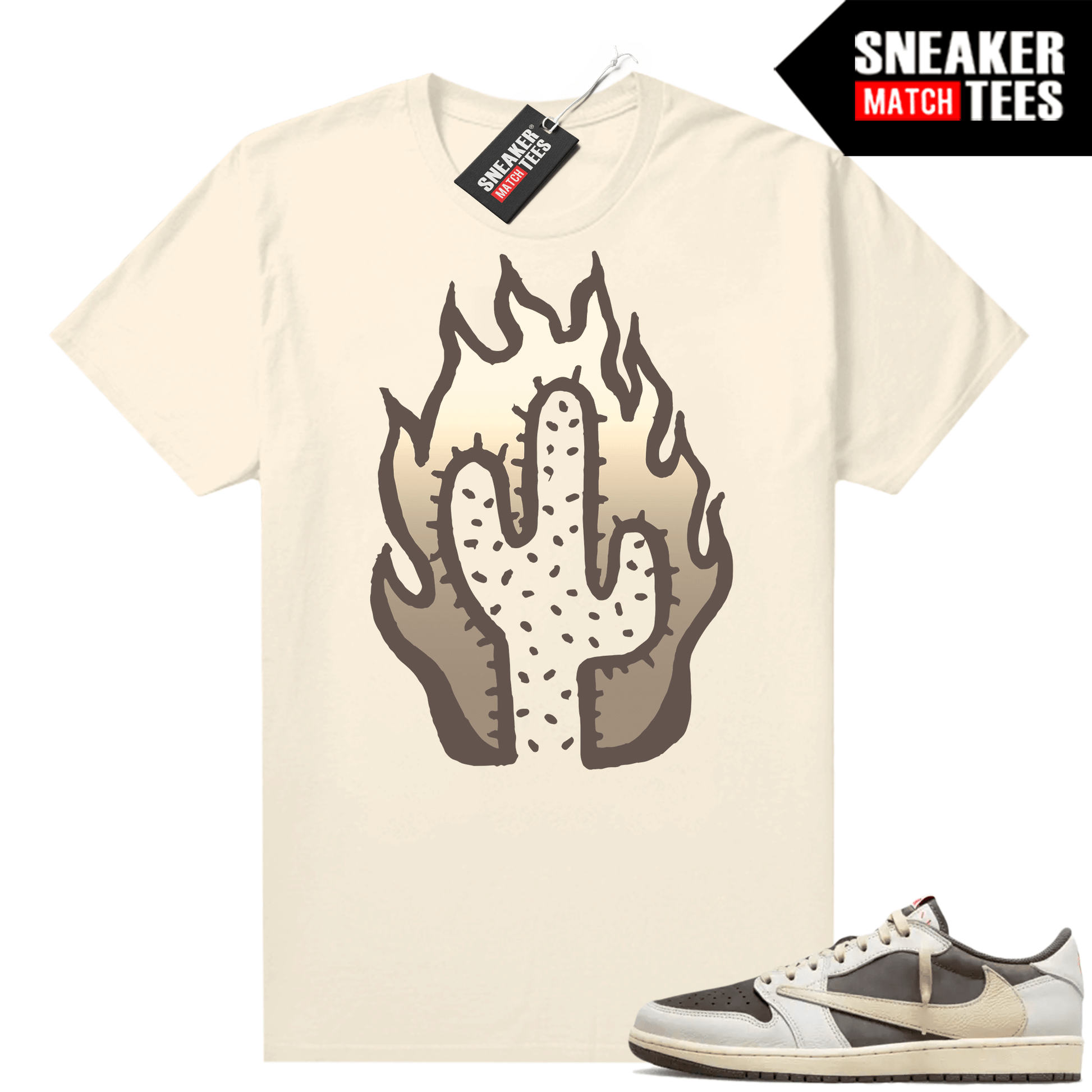 Travis Scott Jordan 1 Low Reverse Mocha Shirts Sneaker Match Sail Cactus Flame