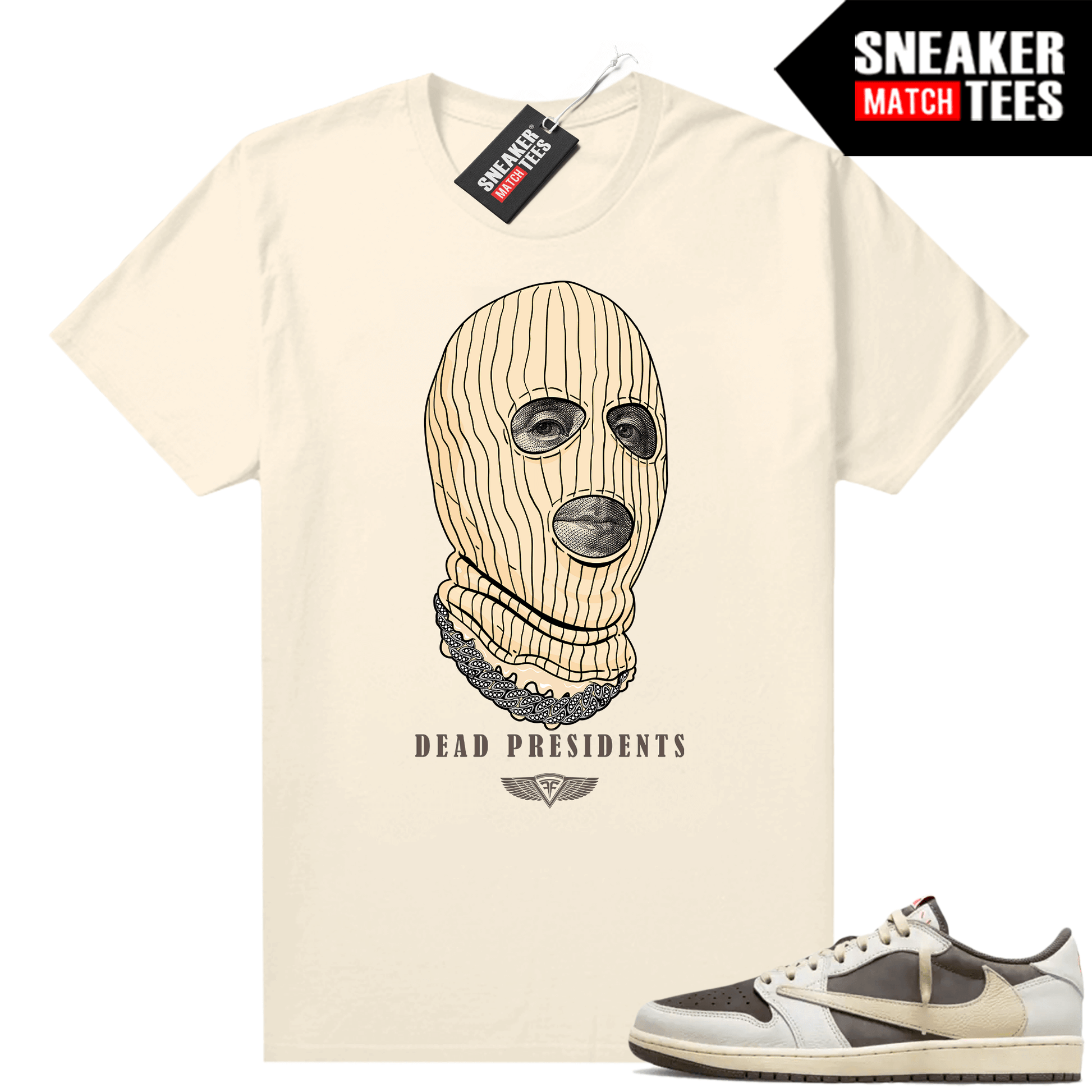 Travis Scott Jordan 1 Low Reverse Mocha Shirts Sneaker Match Sail Dead Presidents