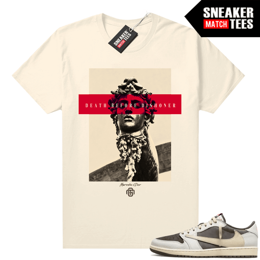 Travis Scott Jordan 1 Low Reverse Mocha Shirts Sneaker Match Sail Marcello Gior Death Before Dishoner