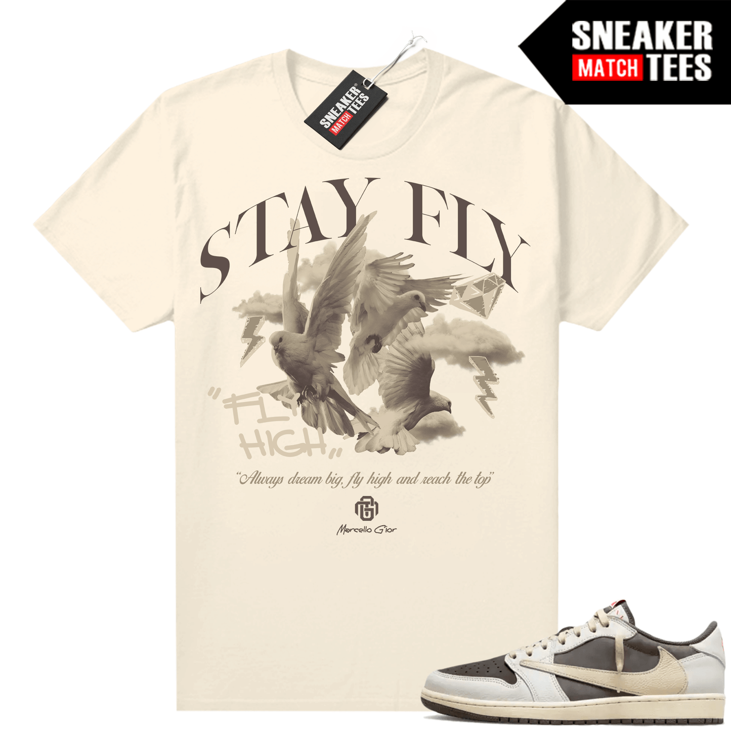 Travis Scott Jordan 1 Low Reverse Mocha Shirts Sneaker Match Sail Marcello Gior Stay Fly